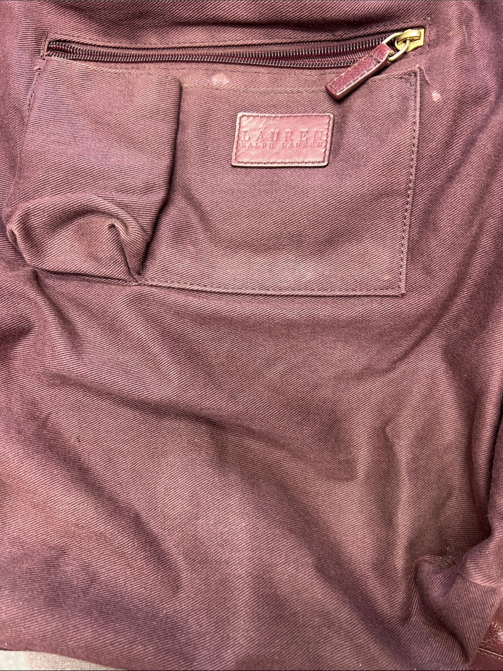Lauren Ralph Lauren Burgundy Leather Shoulder Bag - Picture 10 of 14
